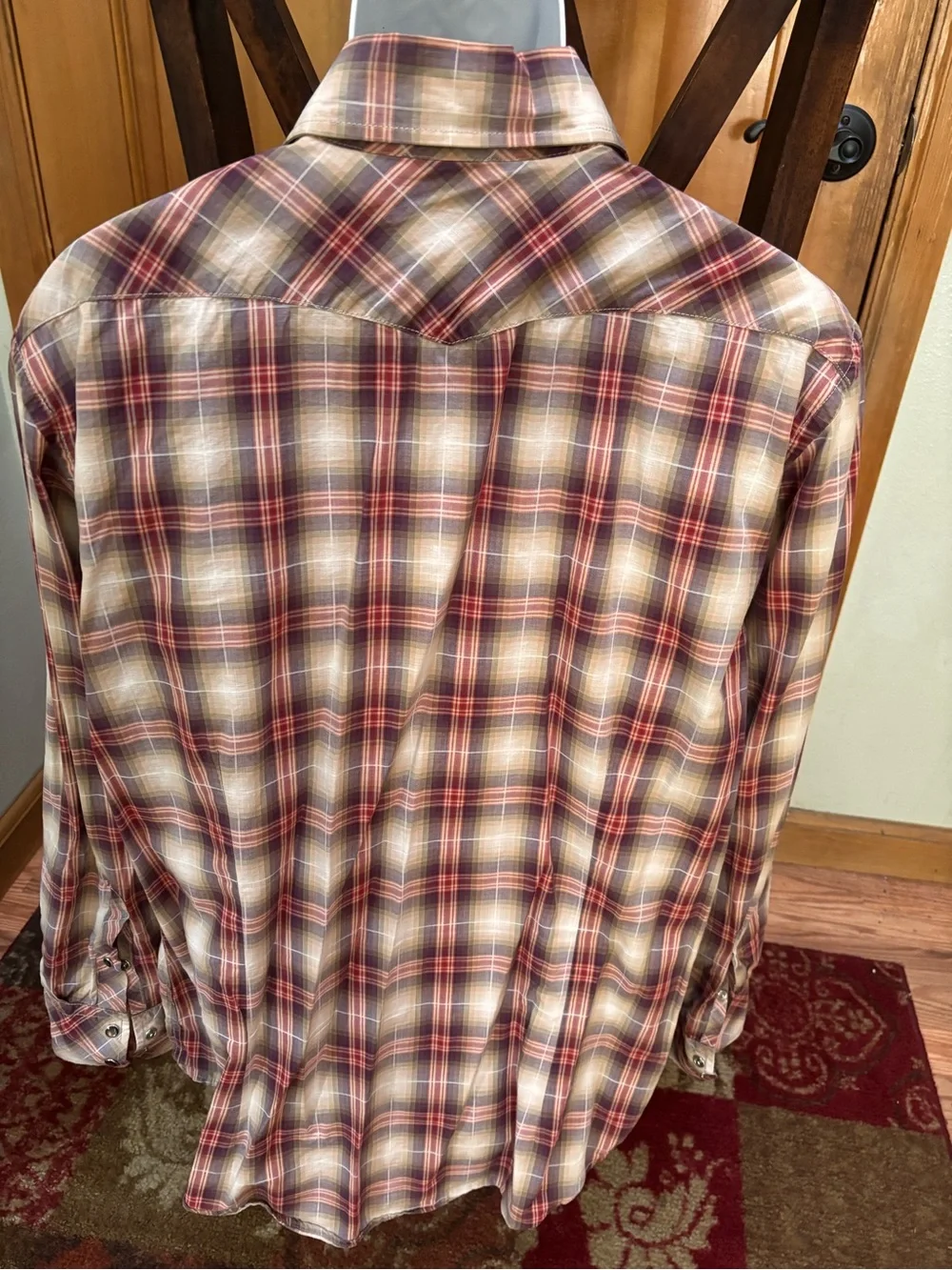 Banana Republic Red and Cream Plaid Button-Down Shirt
